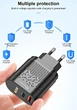 Сетевое зарядное устройство для телефона QC3.0/PD3.0 20W 1xUSB + Type-C быстрая зарядка смартфона USLION UC6991 (BK-384) Black - изображение 5