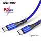 Кабель USB Type-C - USB Type-C (1m) 60W PD Fast Charging дата-провод быстрой зарядки передачи данных для телефона смартфона USLION US0123 Blue - изображение 1