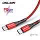 Кабель USB Type-C - USB Type-C (1m) 60W PD Fast Charging дата-провод быстрой зарядки передачи данных для телефона смартфона USLION US0123 Red - изображение 1