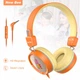 Детские накладные наушники с микрофоном проводная гарнитура New Bee KH20 Orange - изображение 1