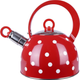 Czajnik Orion z gwizdkiem stalowy Czerwony w grochy 1.5 l (8592381131609) - obraz 1