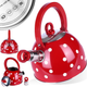 Czajnik Orion z gwizdkiem stalowy Czerwony w grochy 1.5 l (8592381131609) - obraz 13