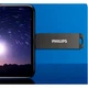 Флешка Двосторонняя Брелок Поворотная 2 в 1 для ПК и телефона PHILIPS 60UT USB 3.2 + Type-C OTG 128 гб Super Speed 150Mb/s Black - изображение 3