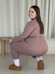 Лосины в рубчик на флисе зимние утепленные женские Merlini Труа 600000202 4XL-5XL Бежевые (600000202_4) - изображение 4