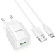 Зарядне HOCO C145A QC3.0 18W 1xUSB, з кабилем MicroUSB, біле - зображення 6