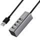 USB хаб Hoco HB1 Line Machine 4USB (metal), кабель 0,8m Сірий - зображення 1