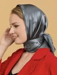 Атласный платок женский темный серый шелковый однотонный классический глянцевый платок на голову плечи для женщин 90х90 см - изображение 3