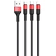 Data-кабель Hoco X26 Xpress 3-in-1 Lightning-Micro USB-Type-C 2.0A 1 м Black and red (Q/HKKJ 003-2017) - изображение 1