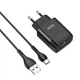 Сетевое зарядное устройство Hoco C72Q USB 3A QC3.0 18W Type-C 1m Black - изображение 1
