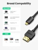 Кабель UGREEN HD127 Micro-HDMI to HDMI 4K@60Hz 2m Black (30103) - изображение 3