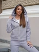 Спортивний костюм жіночий на флісі костюм зимовий на блискавці ZIP FUR сірий M - зображення 4