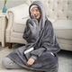 Плед толстовка с капюшоном и рукавами Huggle Hoodie оверсайз. Цвет: серый (064x) - изображение 3