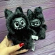 Мягкая игрушка Брелок ЛаБуБу полностью чёрный Labubu 15 см - изображение 6