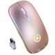 Бездротова оптична мишка Koanni Slim LED RGB 1600 DPI перезарядна тиха безклікова 2.4G рожева - зображення 1