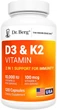 Витамины D3 и K2 премиум-класса Dr. Berg's Vitamin D3 K2 120 капсул - изображение 1