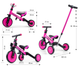 Rowerek trójkołowy Milly Mally Optimus Plus 4w1 różowy 5304 (5901761128512) - obraz 12