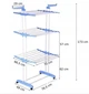 Сушарка для білизни складна триярусна Garment Rack K12-120 Підлогова сушарка з колесами 360° Сушарка для одягу - зображення 6