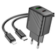 Зарядний пристрій з кабелем Type-C+USB/Apple Lightning 1 м HOCO CS23A Sunlight 30 W 12 V 2.5 А чорний - зображення 1
