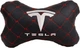 Подушка на подголовник автомобиля EVAtech ECO 27 х 16 см Tesla черный ромб с красной нитью (SPCRBRV040) - изображение 1