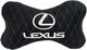 Подушка на підголівник автомобіля EVAtech з алькантари 27 х 16 см Lexus чорна з синьою ниткою малий ромб (SPALMRBLV035) - зображення 1