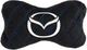 Подушка на підголівник автомобіля EVAtech з алькантари 27 х 16 см Mazda чорна з синьою ниткою великий подвійний ромб (SPALHRBLV015) - зображення 1