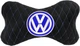 Подушка на подголовник автомобиля EVAtech из алькантары 27 х 16 см Volkswagen черная с синей нитью малый ромб (SPALMRBLV033) - изображение 1