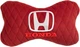 Подушка на подголовник автомобиля EVAtech с алькантарой 27 х 16 см Honda красная с красной нитью малый ромб (SPALMRRRV060) - изображение 1