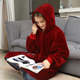 Плед Толстовка с Капюшоном и Рукавами Huggle Hoodie 3-в-1 (Бордовый) Двухсторонний Теплый Худи Халат Домашний - изображение 5