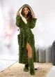 Женский махровый халат миди с комнатными сапожками в комплекте SH2831 L-XL Зеленый - изображение 3