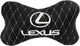 Подушка на подголовник автомобиля EVAtech с алькантарой 27 х 16 см Lexus черная с белой нитью малый ромб (SPALMRBWV035) - изображение 1