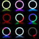 Кольцевая LED лампа 56см RGB для селфи и стриминга с регулируемой яркостью и держателями для телефона - изображение 5