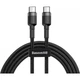 Дата USB-C кабель USB-C 1.0m 3A 60W Cafule Black Baseus (CATKLF-GG1) (261236) - зображення 1
