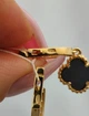 Серебряные серьги в стиле Van Cleef Ван Клиф клевер с Ониксом длинные в позолоте (СТ-1735п) - изображение 6