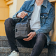 Барсетка-мессенджер мужская кожаная Tiding Bag BON6165 19х22х5 черная, через плечо (JDT-0849798) - изображение 10