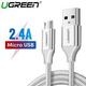 Кабель UGREEN US290 USB 2.0 A to Micro USB Cable Nickel Plating Aluminum Braid 1m White (60151) - зображення 3