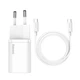 Мережевий зарядний пристрій Baseus Super Si Quick Charger 1C 25W EU Sets White（With Mini White Cable Type-C to Type-C 3A 1m White） (TZCCSUP-L02) - изображение 1