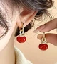 Серьги бижутерия стильные деликатные подвески Jeweston Темно-красные с золотистым - изображение 4