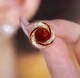 Серьги бижутерия стильные деликатные Jeweston Темно-красные с золотистым - изображение 3