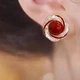 Серьги бижутерия стильные деликатные Jeweston Темно-красные с золотистым - изображение 5