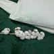 Комплект постельного белья Наша Швейка (простынь на резинке) Сатин страйп Изумрудный и белый однотонный Полуторный 150х215 см - изображение 2