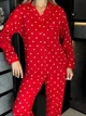 Класична піжама на ґудзиках, Червоний, 2XL - изображение 4