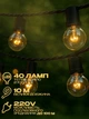 Гирлянда с прозрачными лампочками - 220 V, 10 м, 40 LED, последовательное подключение, тёплый белый свет, IP44 водонепроницаемая, для дома и улицы (700210) - изображение 1