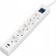 Подовжувач-фільтр мережевий 2E 5 x Тип F 3 x 1.5 мм кв 16A 1 x USB-A 1 x USB-C із захистом від перенапруги 3 м Білий (2E-SP515M3USBWH) - зображення 4