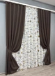 Комплект штор VR-Textil Лен Мешковина 100х270 2шт и Тюль 300х270 291ш-1858т Венге с белым 71-065/1 - изображение 2