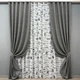 Комплект штор VR-Textil Лен Мешковина 100х270 2шт и Тюль 300х270 108ш-1791т Серый с белым 71-061/1 - изображение 1