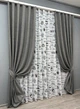 Комплект штор VR-Textil Лен Мешковина 100х270 2шт и Тюль 300х270 108ш-1791т Серый с белым 71-061/1 - изображение 2