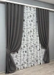 Комплект штор VR-Textil Лен Мешковина 100х270 2шт и Тюль 300х270 1140ш-1791т Графитовый с белым 71-064/1 - изображение 2