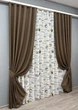 Комплект штор VR-Textil Лен Мешковина 100х270 2шт и Тюль 300х270 277ш-1858т Коричневый с белым 71-066/1 - изображение 2