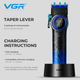 Машинка для стрижки VGR V-001 Blue (10 насадок) 4600 mAh LED дисплей - изображение 4