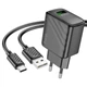 Зарядне HOCO CS21A Rich 1USB QC3.0 18W з кабелем Type-C чорне - изображение 1
